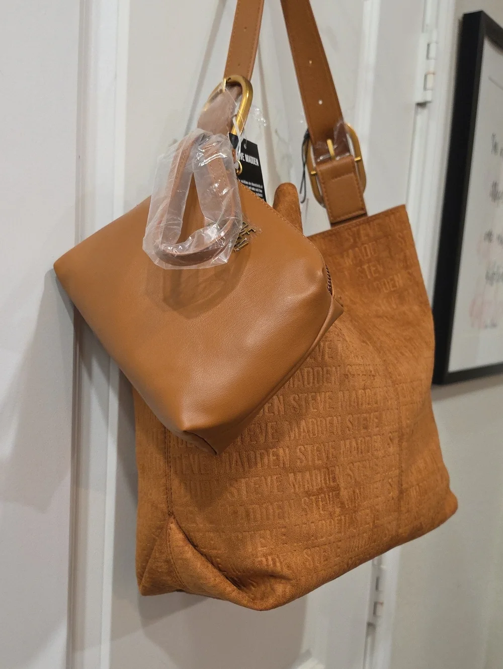 Steve Madden BFlorence Logo-Embossed Hobo Bag- Tobacco